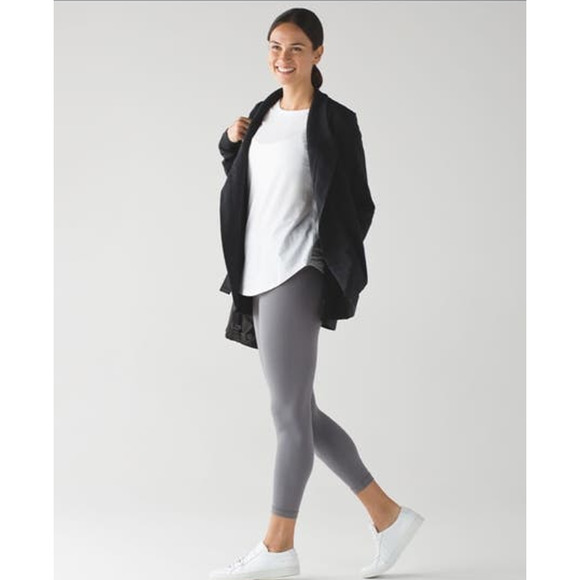 Lululemon Belle Wrap Asymmetrical Jacket Black French Terry Cardigan Size Dot 8 - Picture 16 of 16